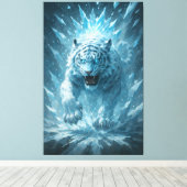 Frost White Tiger – Emperor of the Frozen Realm – Canvas Afdruk (Insitu (Houten vloer))