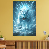 Frost White Tiger – Emperor of the Frozen Realm – Canvas Afdruk (Insitu (Woonkamer))