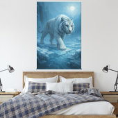Frost White Tiger | Emperor of the Frozen Realm –  Canvas Afdruk (Insitu (Slaapkamer))