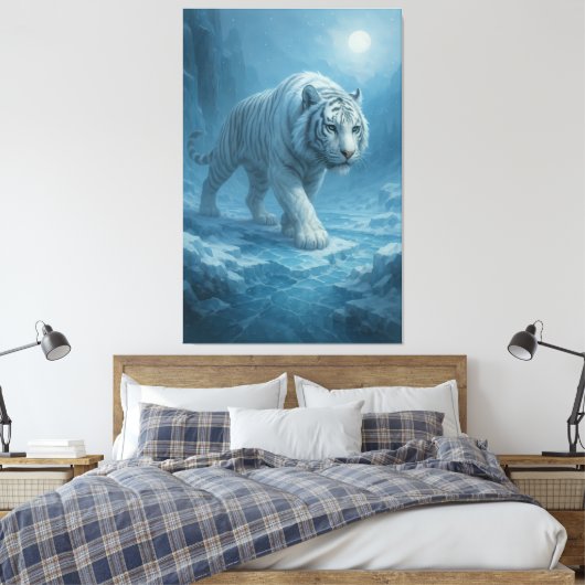Frost White Tiger | Emperor of the Frozen Realm – Canvas Afdruk (Insitu (Slaapkamer))