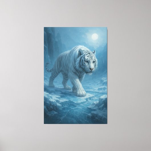 Frost White Tiger | Emperor of the Frozen Realm –  Canvas Afdruk (Voorkant)