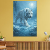 Frost White Tiger | Emperor of the Frozen Realm –  Canvas Afdruk (Insitu (Woonkamer))