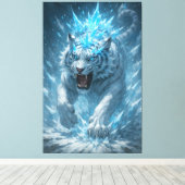 Frost White Tiger – Emperor of the Frozen Realm – Canvas Afdruk (Insitu (Houten vloer))