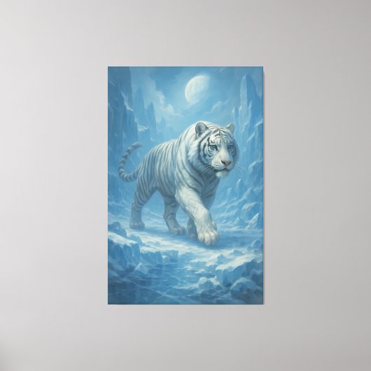 Frost White Tiger | Emperor of the Frozen Realm –  Canvas Afdruk (Voorkant)
