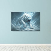 Frost White Tiger – Emperor of the Frozen Realm – Canvas Afdruk (Insitu (Houten vloer))