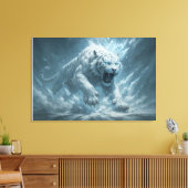 Frost White Tiger – Emperor of the Frozen Realm – Canvas Afdruk (Insitu (Woonkamer))
