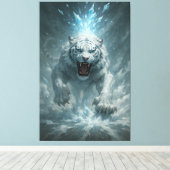 Frost White Tiger – Emperor of the Frozen Realm – Canvas Afdruk (Insitu (Houten vloer))