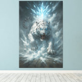 Frost White Tiger – Emperor of the Frozen Realm – Canvas Afdruk (Insitu (Houten vloer))
