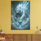 Frost White Tiger – Emperor of the Frozen Realm – Canvas Afdruk (Insitu (Woonkamer))