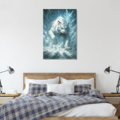 Frost White Tiger – Emperor of the Frozen Realm – Canvas Afdruk (Insitu (Slaapkamer))