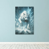 Frost White Tiger – Emperor of the Frozen Realm – Canvas Afdruk (Insitu (Houten vloer))