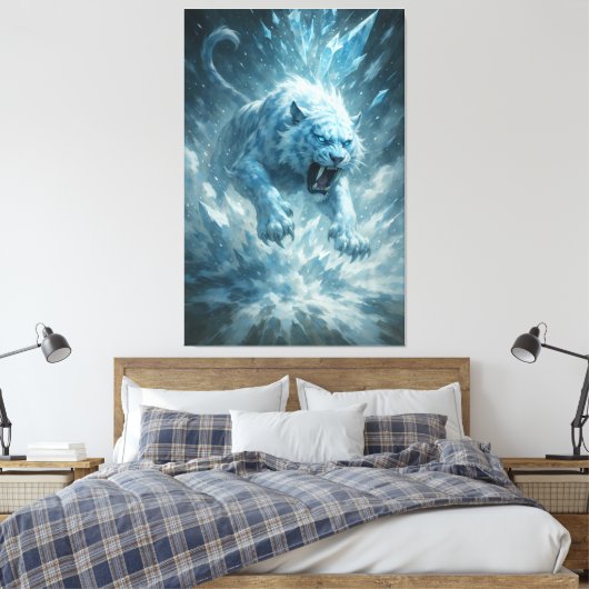 Frost White Tiger – Emperor of the Frozen Realm – Canvas Afdruk (Insitu (Slaapkamer))