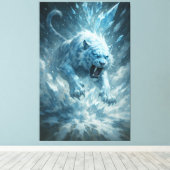 Frost White Tiger – Emperor of the Frozen Realm – Canvas Afdruk (Insitu (Houten vloer))