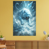 Frost White Tiger – Emperor of the Frozen Realm – Canvas Afdruk (Insitu (Woonkamer))