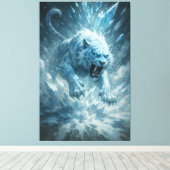 Frost White Tiger – Emperor of the Frozen Realm – Canvas Afdruk (Insitu (Houten vloer))