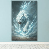 Frost White Tiger – Emperor of the Frozen Realm – Canvas Afdruk (Insitu (Houten vloer))
