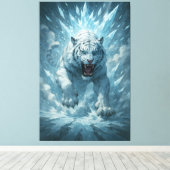 Frost White Tiger – Emperor of the Frozen Realm – Canvas Afdruk (Insitu (Houten vloer))