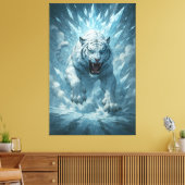 Frost White Tiger – Emperor of the Frozen Realm – Canvas Afdruk (Insitu (Woonkamer))