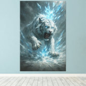 Frost White Tiger – Emperor of the Frozen Realm – Canvas Afdruk (Insitu (Houten vloer))
