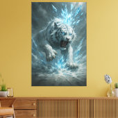 Frost White Tiger – Emperor of the Frozen Realm – Canvas Afdruk (Insitu (Woonkamer))