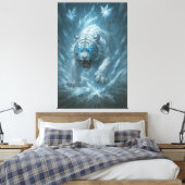 Frost White Tiger – Emperor of the Frozen Realm – Canvas Afdruk (Insitu (Slaapkamer))