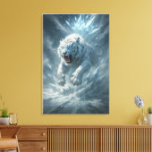 Frost White Tiger – Emperor of the Frozen Realm – Canvas Afdruk (Insitu (Woonkamer))