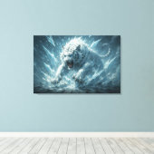 Frost White Tiger – Emperor of the Frozen Realm – Canvas Afdruk (Insitu (Houten vloer))