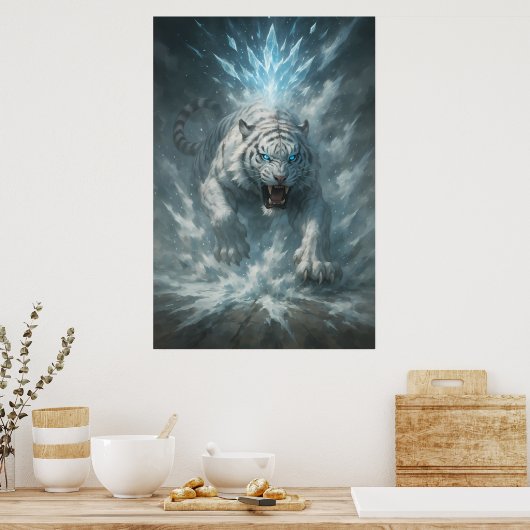 Frost White Tiger – Emperor of the Frozen Realm –  Poster (Keuken)