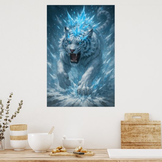 Frost White Tiger – Emperor of the Frozen Realm –  Poster (Keuken)