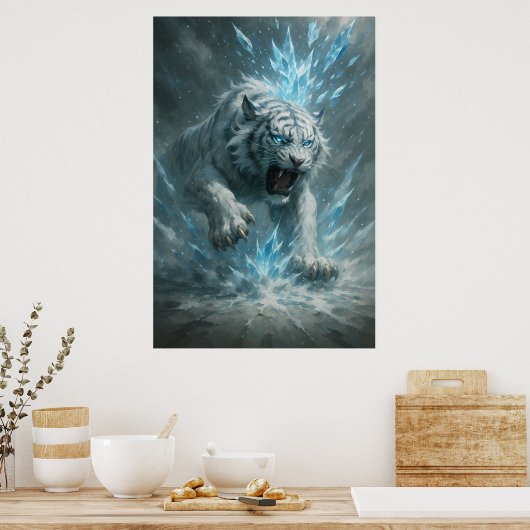 Frost White Tiger – Emperor of the Frozen Realm –  Poster (Keuken)