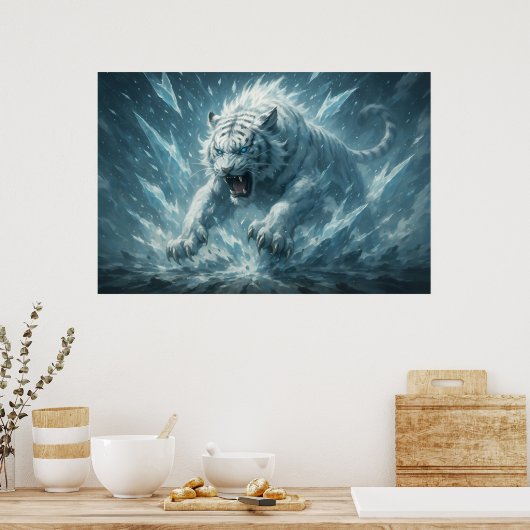 Frost White Tiger – Emperor of the Frozen Realm – Poster (Keuken)