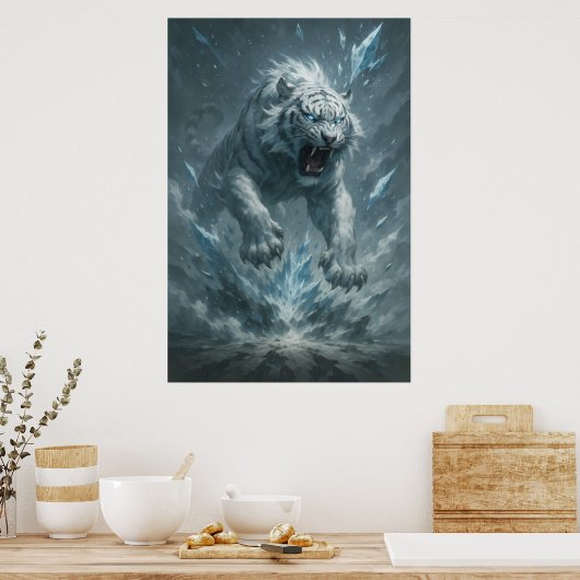 Frost White Tiger – Emperor of the Frozen Realm –  Poster (Keuken)