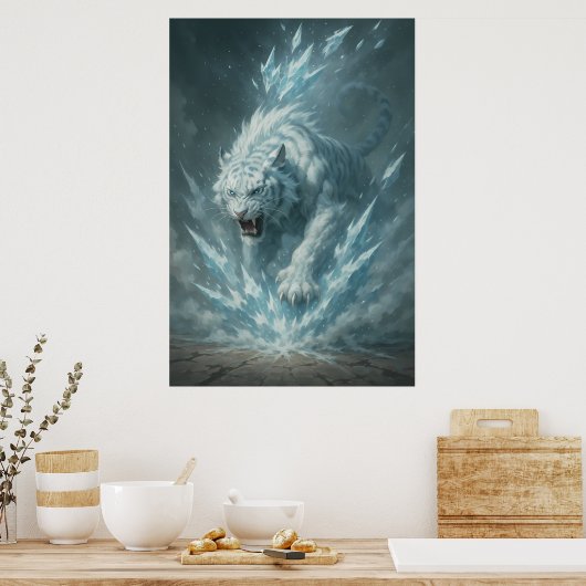 Frost White Tiger – Emperor of the Frozen Realm –  Poster (Keuken)