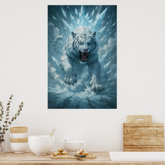 Frost White Tiger – Emperor of the Frozen Realm – Poster (Keuken)