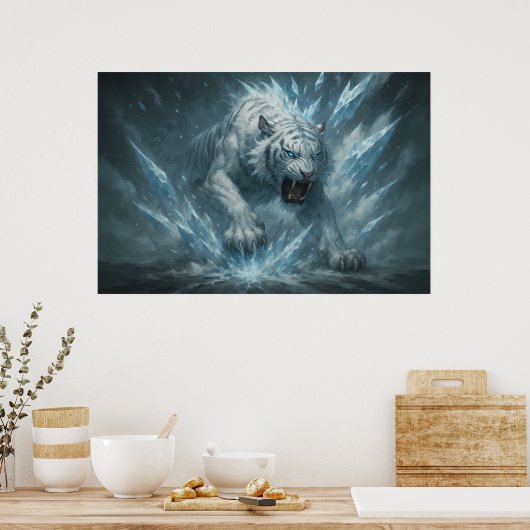 Frost White Tiger – Emperor of the Frozen Realm –  Poster (Keuken)