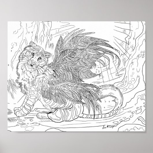 Frost Wing Tiger Coloring Page Poster (Voorkant)