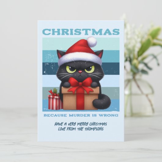 Frostbite Cool Funny Cat Retro Christmas Photo Feestdagenkaart (Staand voorkant)