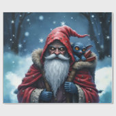 Frostbite Kerstman & zijn ondeugende elf. Cadeaupapier (Vlak)