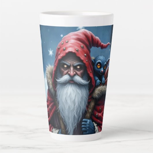 Frostbite Kerstman & zijn ondeugende elf. Latte Mok (Voorkant)