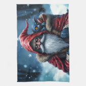 Frostbite Kerstman & zijn ondeugende elf. Theedoek (Verticaal)