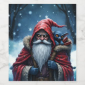 Frostbite Kerstman & zijn ondeugende elf. Wijn Etiket (Enkel label)