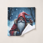 Frostbite Santa & His Mischief Elf. Bad Handdoek (Wasdoekje)
