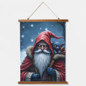 Frostbite Santa & His Mischief Elf. Hangend Wandkleed (Voorkant)