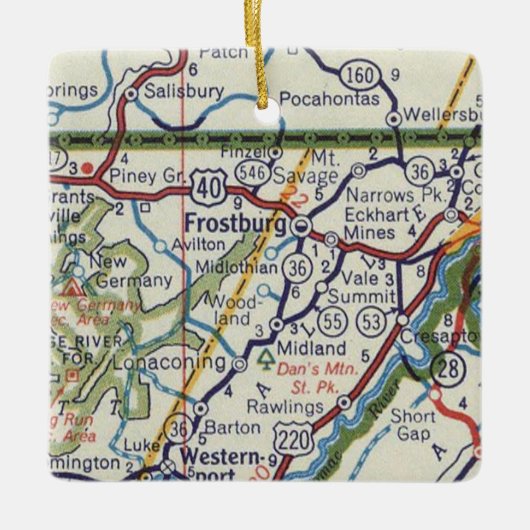 Frostburg MD  kaart Keramisch Ornament (Voorkant)