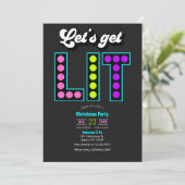 Frostbyte Lets Get Lit Retro Christmas Party Kaart (Staand voorkant)