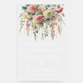 Frosted Acryl Bloemen Huwelijk Welkom Teken Acryl Bord (Voorkant)