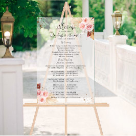 Frosted Acryl Boho Bruiloft Ceremonie Programma Te Acryl Bord