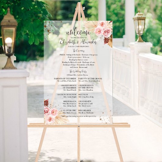 Frosted Acryl Boho Bruiloft Ceremonie Programma Te Acryl Bord