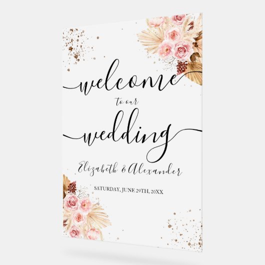 Frosted Acryl Bruiloft Welkomstbord | Boho Bord (Hoek)