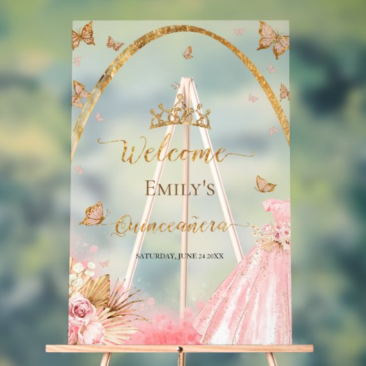 Frosted Acryl Quinceanera Welkomstbord | japon Acryl Bord (Neutraal)